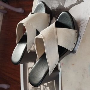 New, never worn. Chunky heel open toe clogs. Gorgeous. Size 11